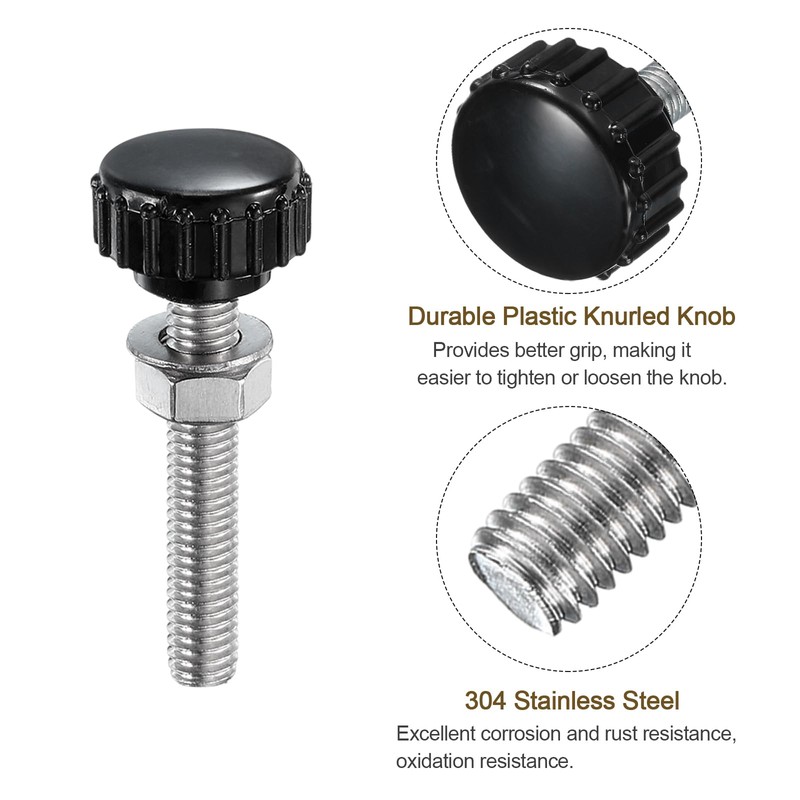 QUARKZMAN 4 Sets Knurled Knobs Knurled Screw Screws with Nuts