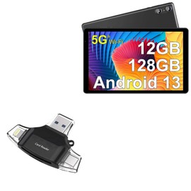 BoxWave Smart Gadget Compatible with SEBBE Android 11 Tablet S22 (10 in) - AllReader SD Card Reader, microSD Card Reader SD Compact USB - Jet Black