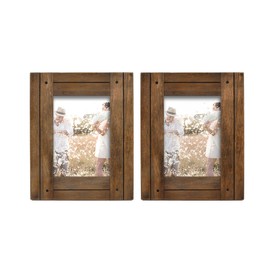 Prinz Homestead 5x7 Dark Walnut Picture Frame, Distressed Wood Photo Frames, Two-Way Easel, Tabletop or Wall-Mounted - Set of 2