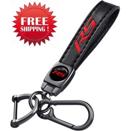 Genuine Leather Car Keychain for Chevy Camaro RS Key Ring Lanyard Key Fob Holder