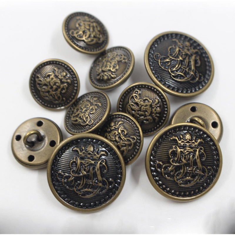 KENDANY 11 Pieces Vintage Antique Brass Metal Blazer Button Set