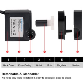 DIANN 2pcs Mini Submersible Pump Small Fountain Pump 5W 350L/H for Aquariums Fish Tank Tabletop Fountain Pet Fountain Indoor or Outdoor Pond Fountain
