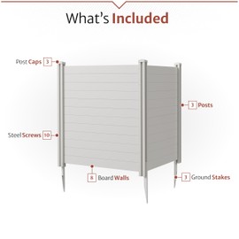 4ft H x 4ft W (2 Panels) No Dig Enclo Premium White Vinyl Privacy Screen, Outdoor Privacy Panels, Use As Air Conditioner Fence, Trash Can Enclosure, Pool Equipment Enclosure, ZP19014