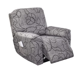 NILUOH Stretch Recliner Cover 4 Pieces Electric Power Lift Recliner Chair Cover Reclining Couch Cover Anti-Slip Fitted Furniture Protector with Side Pocket