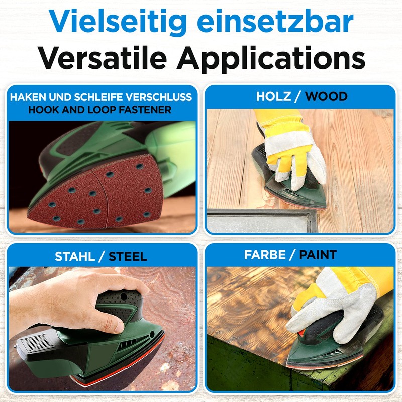 EffektWerk Delta Sandpapers (60 Pack 11 Holes) 105x152mm Triangular Sanding