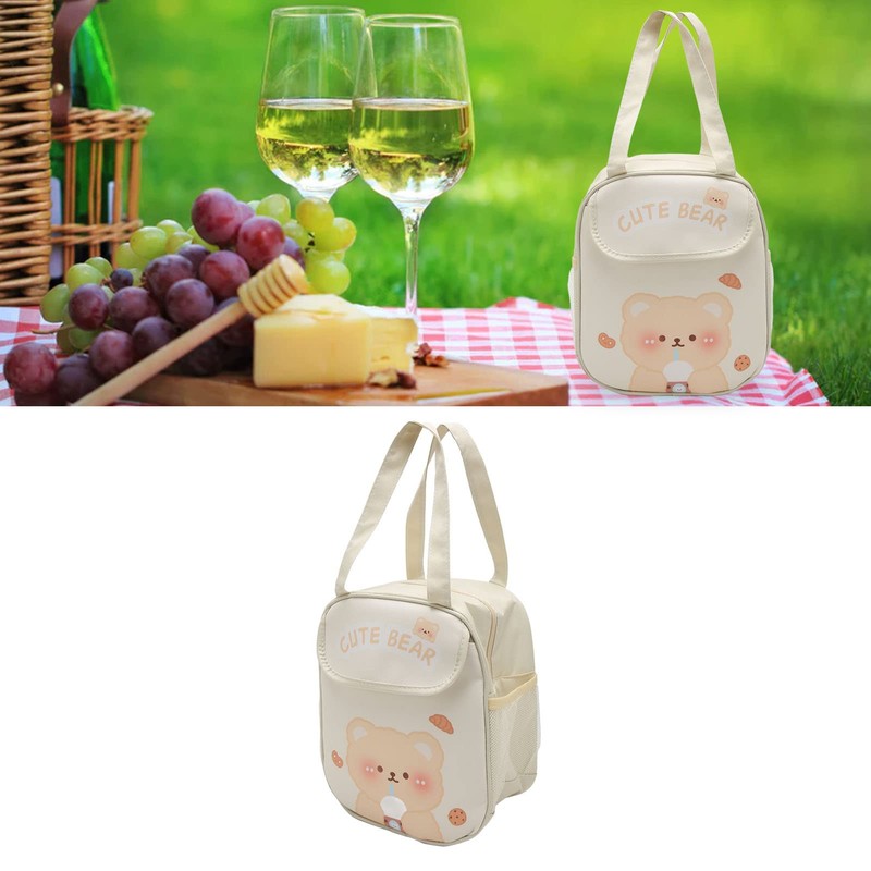 Chrees Insulated Lunch Bag for Girls Cartoon Pattern Large Capacity