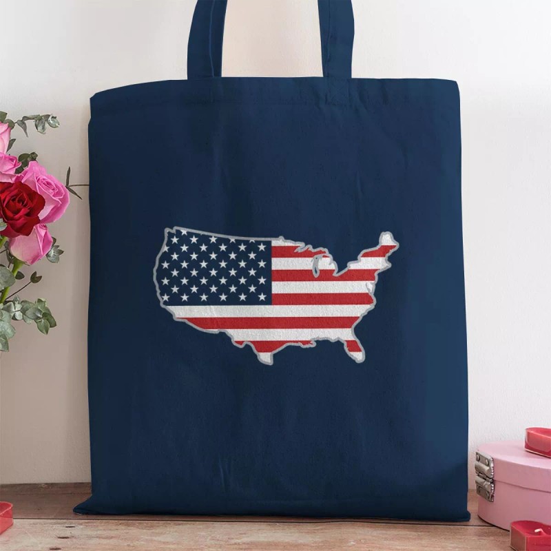 RetroPlanet Tote Bag, USA Patriotic Flag, 100% Canvas, Large