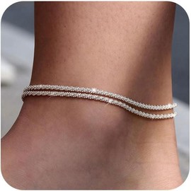 TEWIKY  Bracelets for Women, Glitter Waterproof   Adjustable Anklet for Women,  Anklets, Summer Beach Anklet Jewelry - color: G