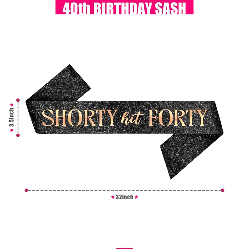 PartyForever Shorty Hit Forty Sash – Black Glitter Sash with