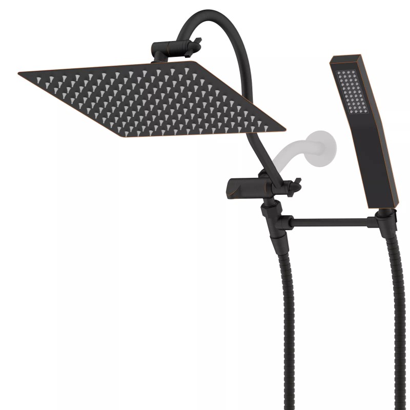 Hibbent All Metal Shower Faucet Set 10"Rainfall Shower Head Combo