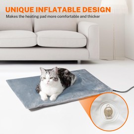Toozey Outdoor Pet Heating Pad 28x16in, Extremely Waterproof Heated Bed for Dogs and Cats, Thermostatic Control, Chew-Resistant Cord, Soft Electric Blanket with Overheat Protection