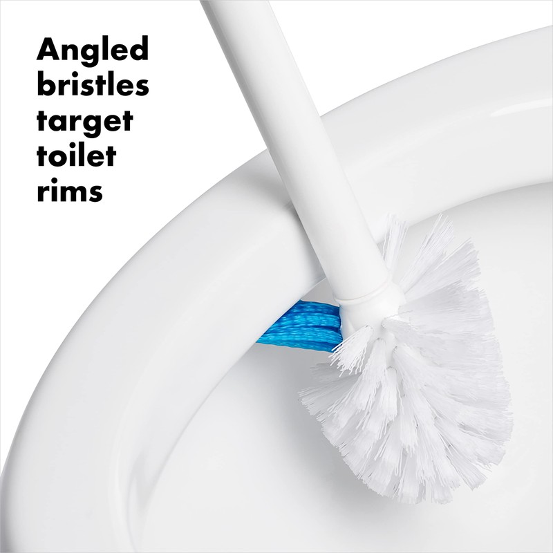 OXO Good Grips Toilet Brush with Rim-Cleaner Replacement Head, White,