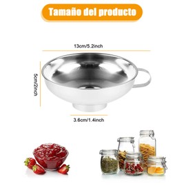 Embudos de Acero Inoxidable, Dispositivo de Cocina de Embudo de Subembalaje Líquido para Transferir Fluido, Líquido, Aceite, Polvo (Boca Ancha)