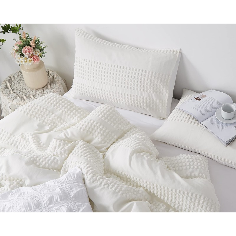 Cupocupa King Size Comforter Set;White Comforter Boho Tufted Lightweight Bedding