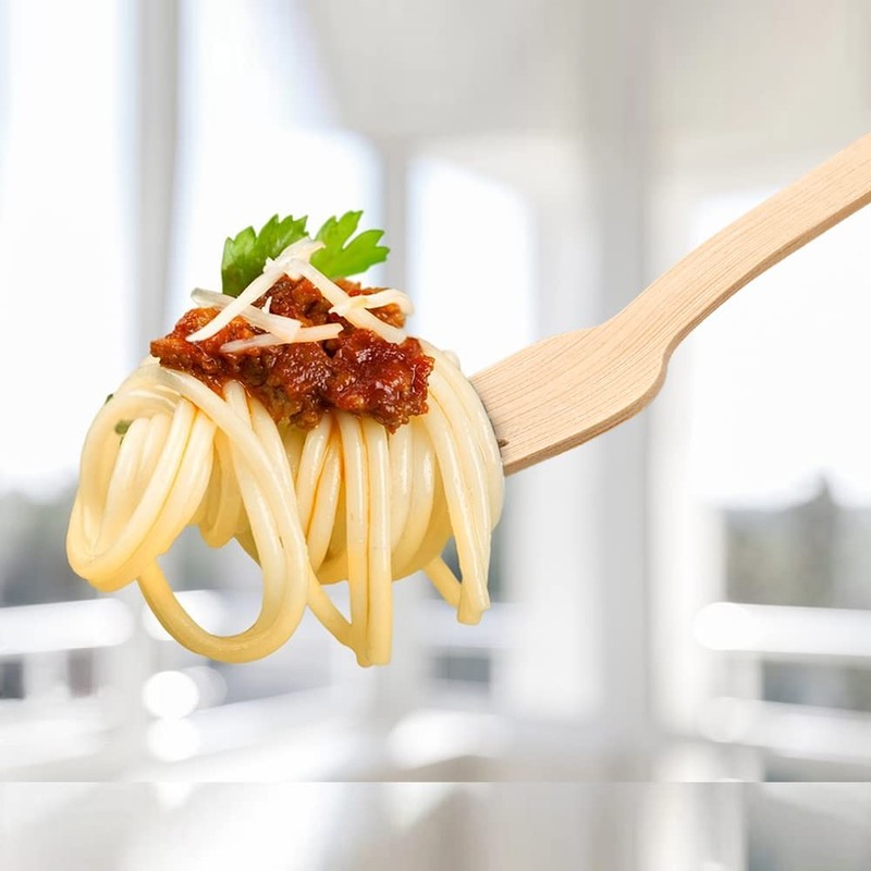 100pcs Bamboo Utensils 50 Forks 25Spoons 25Knives Disposable