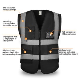 Hi Vis Vests for Women Men High Visibility Reflective Safety Vests Breathable With Pocket Zipper for Build Oudoor Work Meet ANSI/ISEA Standard