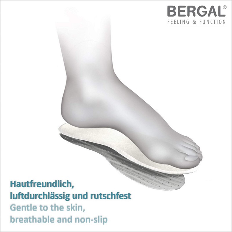 BERGAL COTTON 3 Pairs Soft Thin Barefoot Soles 100% Cotton