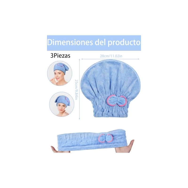 3 Toalla De Microfibra para El Cabello,para Mujeres Y Niños