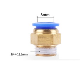 10 Pcs Straight Pneumatic Connectors, Blue Air Hose Push to Quick Connect Brass Fittings Adapter, 8mm x 1/4" Male Thread