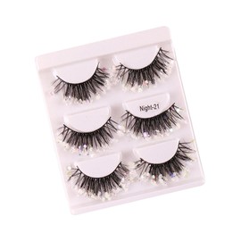 perfk 3 Pairs Luminous False Eyelashes with Sequins, Glitter Eyelashes, Wispy Dramatic Decorative Funny Eyelashes for Makeup Cosplay Costume Clear