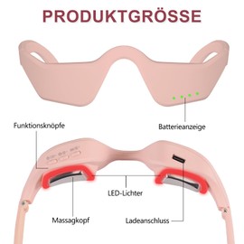 Eye Massager with Massage and Heat, Eye Massager with Red Light Therapy, 6 Massage Modes, Eye Massager for Relaxing, Reducing Black Circles, Dry (Pink)