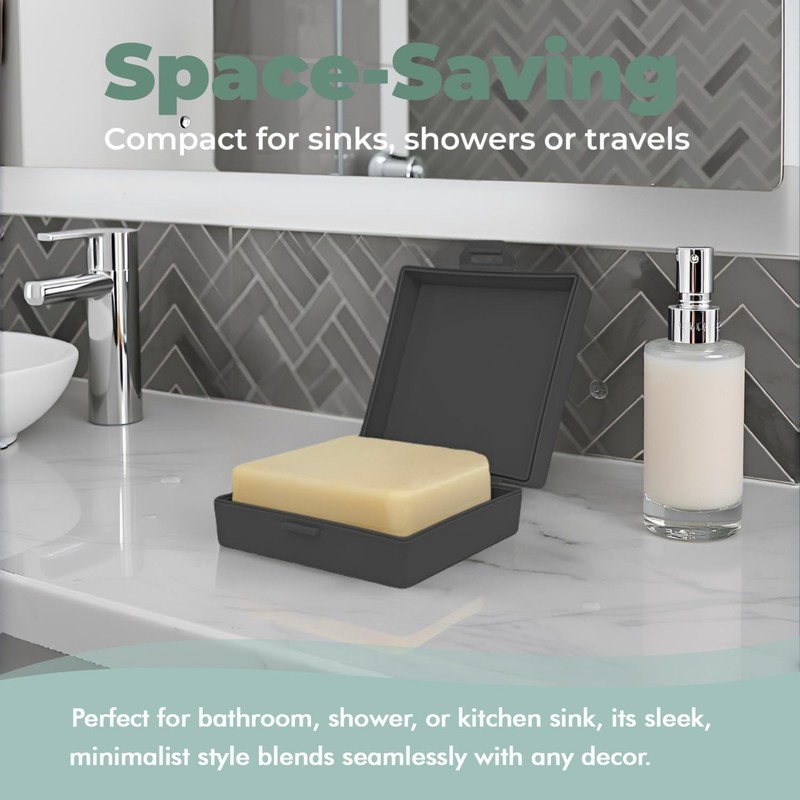 Elimeta Soap Container, Square Bar Soap Holder Fit Dr Squatch