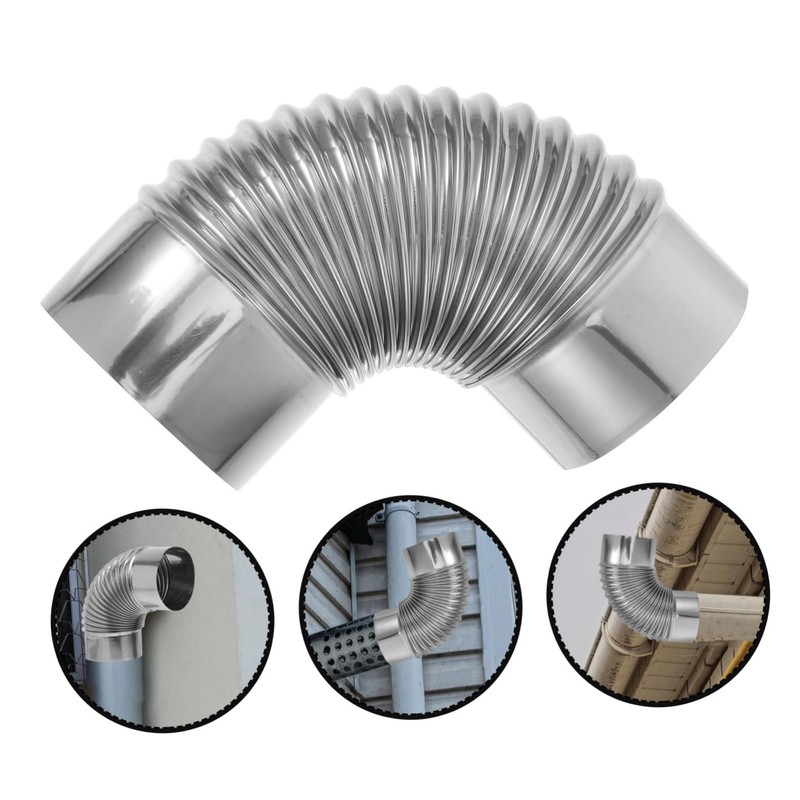 Operitacx Stainless Steel Chimney Flue Elbow Pipe 2pcs Set Fire