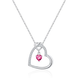IEFRICH October Birthstone Necklace for Women - Pink Sapphire Necklace for Women | October Birthstone Jewelry Birthday Gifts | Valentines Day Gifts for Her Women Birthstone Necklace