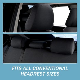 Gseigvee 2 PCS Car Seat Headrest Cover, Flexible Fully Wrapped Dust-Proof Wear-Resistant Protective Cover, Washable Reusable Headrest Accessories for All Seasons, Universal for Most Cars (Black)