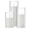 Shihanee Set of 3 White Pillar Candles and 3 Glass