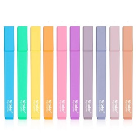 Piochoo Highlighters,10Pcs Bible Highlighters,Chisel Tip Bible Markers,Pastel Purple Highlighter for Journaling Planner Notes School Supplies, assorted colors no bleed Pens