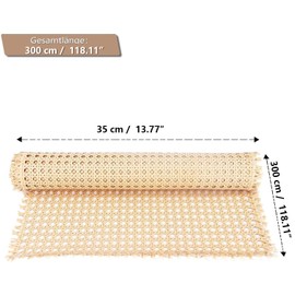 LANZLC Viennese Wicker, Rattan Webbing, 35 x 300 cm, Mould-Proof, PE Honeycomb Wicker Chair Braid, Waterproof Handmade Rattan Crafts, Furniture Decoration for Furniture, Chairs, Cabinets