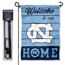 College Flags & Banners Co. UNC Tar Heels Welcome to Our Home Garden Flag with Stand Holder