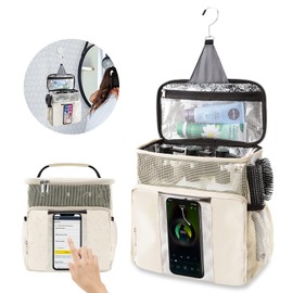 Olosar Shower Caddy, Hanging Toiletry Bag Dorm Room Essentials for College Students, Travel Essentials Hanging Shower Organizer for Traveling, Quick Dry Shower Caddies Portable for Beach-Off White