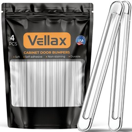 Vellax Wall Protector 4 pcs Long - Door Slam Stopper, Quiets Door Closing, Adhesive Wall Protector Bumpers for Shower Doors, Drawers, Car Doors, Toilet Lids - 5.5x0.7x0.2"