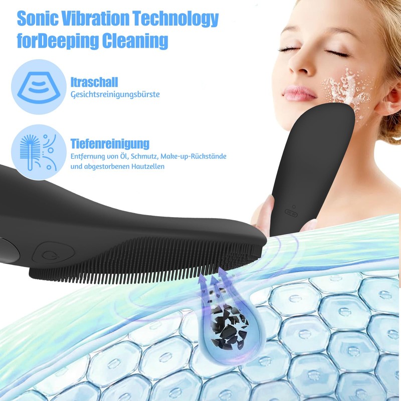 Electric Facial Cleansing Brush - Waterproof Ultrasonic Facial Cleansing Brush