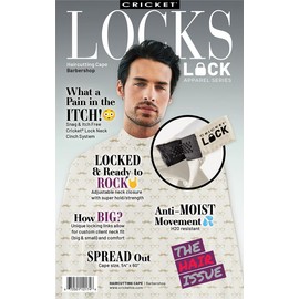 Cricket Lock Apparel Haircutting Cape for Clients Professional Salon Barbershop Hairdresser Cape Unisex Adults, Unique Neck Closure Cape, Barbershop, Cream with Beige Mustache and Eye Glass Pattern