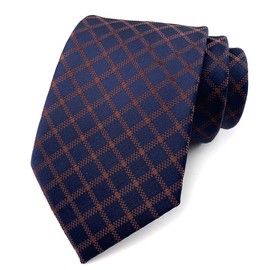marysgift Navy Tie Men's Classic Checks Blue Jacquard Woven Silk Necktie Formal Business Wedding Plaid Ties (YUK14 Blue Plaid, 82)
