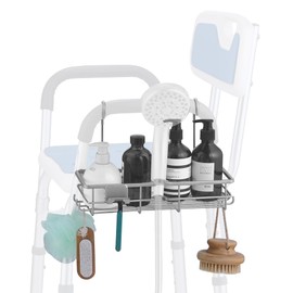 OrgCreator Rustproof Hanging Shower Caddy for Shower Chair, Stainless Steel Bathroom Basket for Bath Chair Bench,Showers Caddy Chair, Shampoo Bottle Holder for Elderly, Pregnant, Handicap, Patient