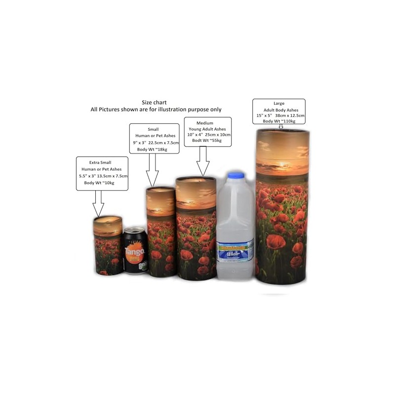 Scattering Ashes Urn, Eco-friendly Biodegradable Cremation Urn Scatter Tube (Poppy