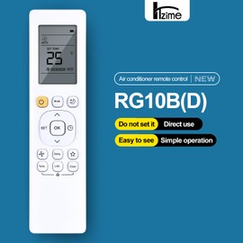 HZIME New RG10B(D)/BGEF Replaced Remote Control Compatible for Midea Air Conditioner Remote RG10B(B)/BGEF RG10B(B2)/BGEF RG10B1(D)/BGEF RG10B(D1)/BGEFU1 RG10A4(D)/BGEF RG10B10(D)/BGEF RG10B2(D)/BGCEF