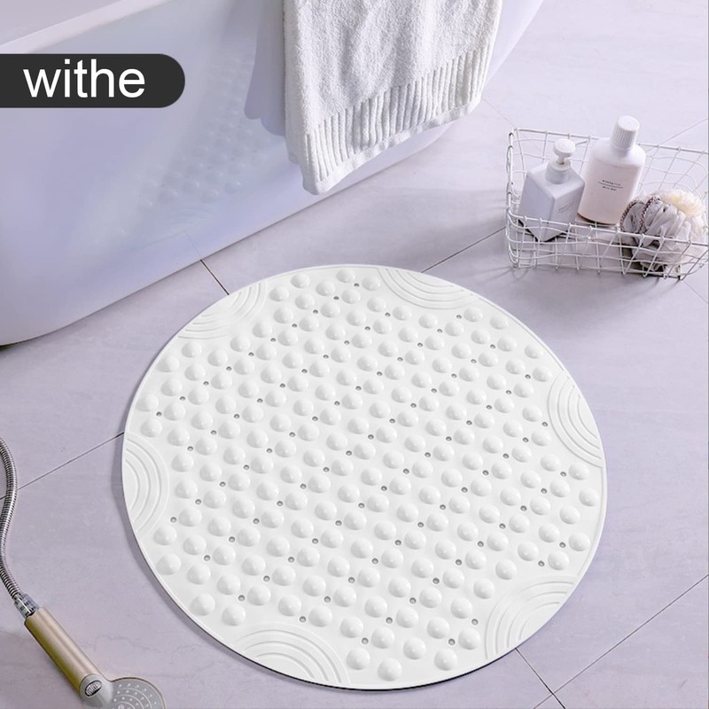 Circle Shower Mat,Round Non-slip Bathroom Mat With Suction Cup Smooth