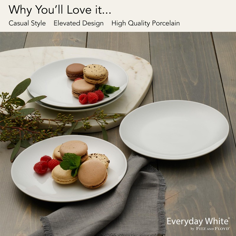 Everyday White Coupe Set of 4 Salad Plates, 7.75 inch