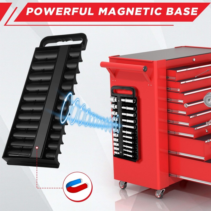 Datanly 6 Pcs Magnetic Socket Organizer Holder Case Rail Rack