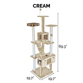 Furhaven Tiger Tough Cat Tree Interactive Playground w/ Toys - Multiple Style & Color Varieties