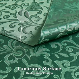 HommxJF Scroll Damask Jacquard Rectangle Green Tablecloth 60" 120"，Wipeable Table Cover for Dining Table, Buffet Parties and Camping