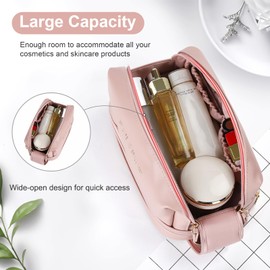 Lannvan Double Layer Zipper Cosmetic Bag, pink, Unisex