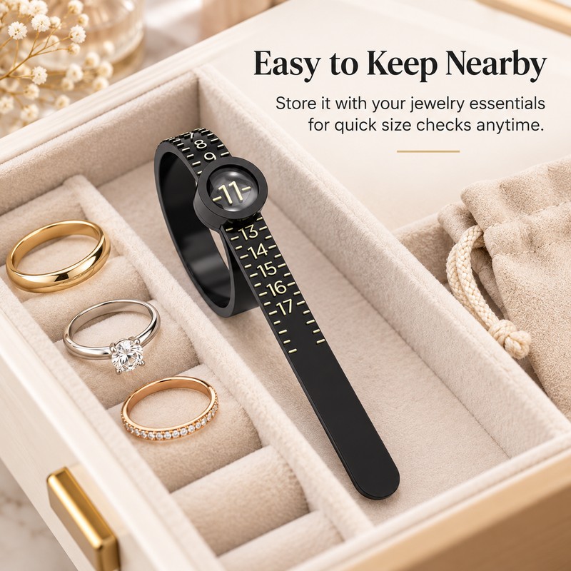 Ring Sizer with Magnifier for Finger Measuring – US/UK/EU/HK Size