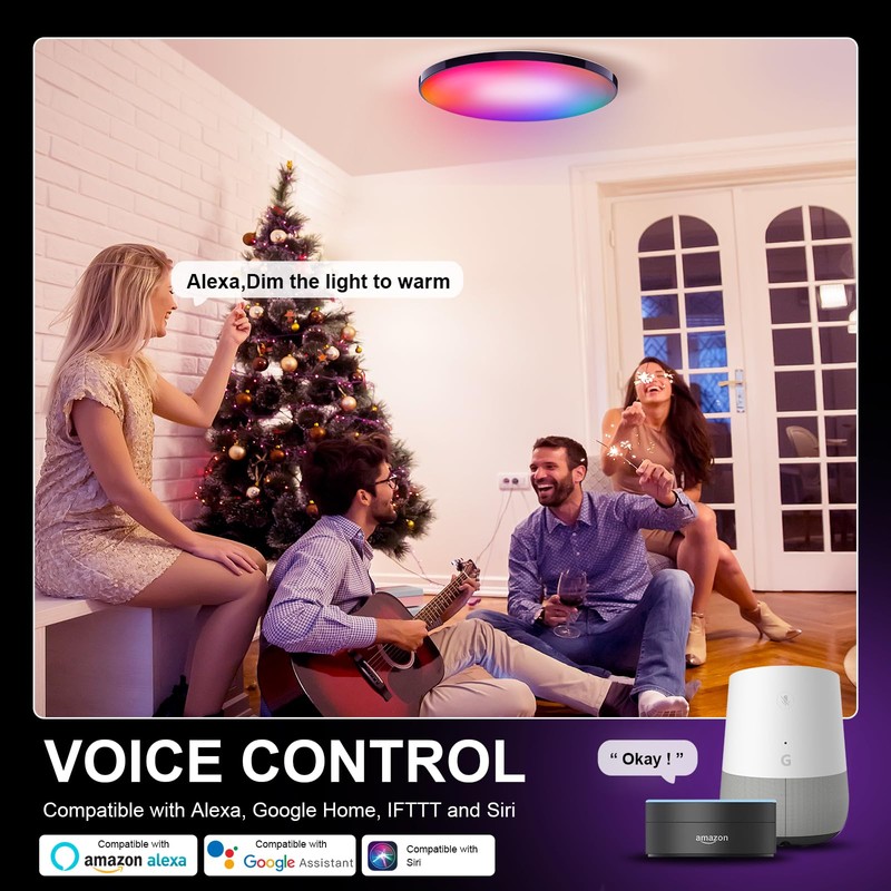 Birnetek® Ceiling Light LED 30 W, RGB Ceiling Light Round