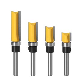 DOETYD 4 Pcs 1/4 Inch Shank router bits Set,Professional Woodworking router bits 1/4 shank with Bearing for Flush Trim Template Cutting abd Straight Edge Milling,Ideal for Joinery and DIY Projects